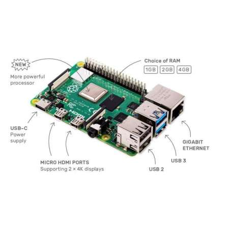 RASPBERRY PI 4 MODEL B 4GB, USB3.0, 2×HDMI 4Kp60,2.4/5.0GHz 802.11b/g/n/ac BLE5.0