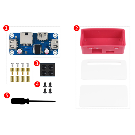 Ethernet / USB HUB BOX for Raspberry Pi Zero Series, 1x RJ45, 3x USB 2.0 (WS-20894)