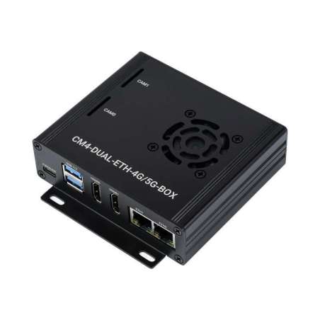Dual Gigabit Ethernet 5G/4G RPi Compute Module 4 (CM4 NOT Included) Metal Case,Fan (WS-21108)