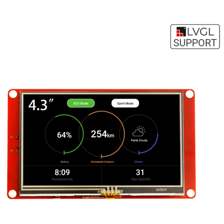 CrowPanel ESP32 display-4.3 Inch HMI Display 480x272 RGB TFT LCD Touch Screen Compatible with Arduino/LVGL (ER-DIS06043H)