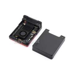 Argon NEO 5 Aluminum Alloy Case for Raspberry Pi 5, Built-in Cooling Fan, Black / Red Color, Removable Cover (WS-26587)